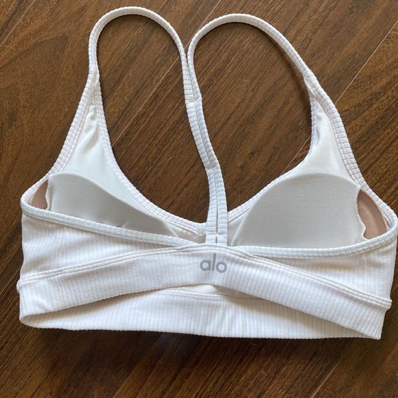 Alo XS Ribbed Blissful Bra in Ivory - Picture 7 of 7